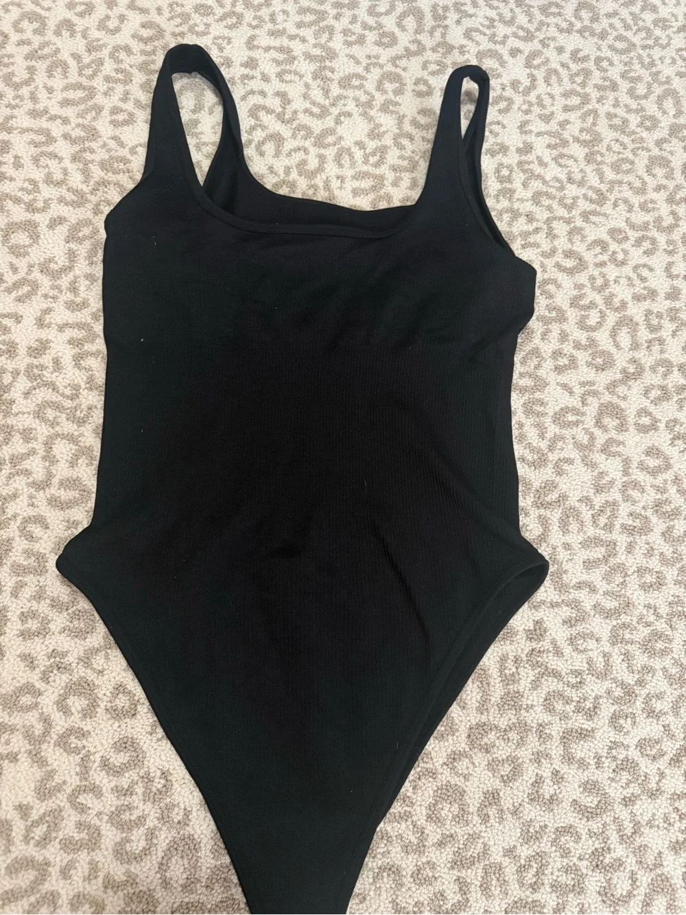 OQQ Black Ribbed Seamless Bodysuit